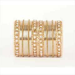 Gold color Bangles in Metal Alloy studded with Kundan & Gold Rodium Polish : 1885203