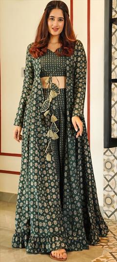 Festive, Party Wear, Wedding Green color Co-ords Set in Muslin fabric with Digital Print work : 1885250