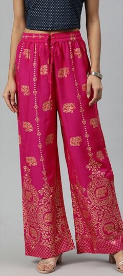 Casual, Summer Pink and Majenta color Palazzo in Rayon fabric with Palazzo Foil Print work : 1885780