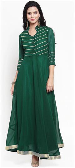 Festive, Party Wear Green color Salwar Kameez in Georgette fabric with Straight Gota Patti work : 1885855