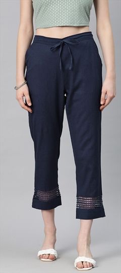 Casual, Party Wear, Summer Blue color Jeggings in Rayon fabric with Straight Lace work : 1885900