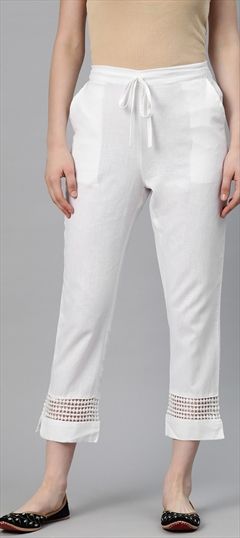 Casual, Party Wear, Summer White and Off White color Jeggings in Rayon fabric with Straight Lace work : 1885901