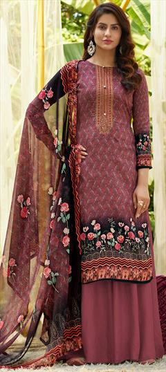 Bollywood Pink and Majenta color Salwar Kameez in Cotton fabric with Palazzo, Straight Digital Print work : 1886108