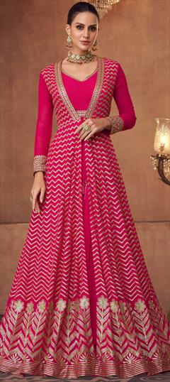 Bollywood Pink and Majenta color Long Lehenga Choli in Georgette fabric with Embroidered, Sequence work : 1886330