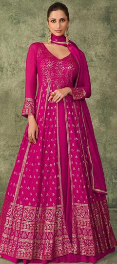 Bollywood Pink and Majenta color Long Lehenga Choli in Georgette fabric with Embroidered, Sequence work : 1886342
