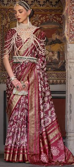 Party Wear, Traditional Pink and Majenta color Saree in Art Silk, Silk fabric with South Printed, Weaving work : 1887252