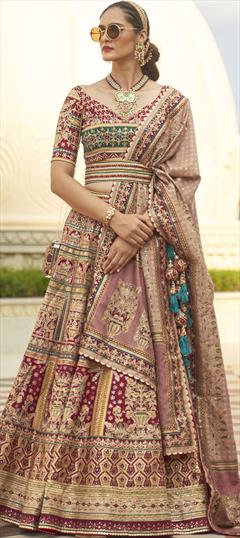 Bridal, Wedding Pink and Majenta color Ready to Wear Lehenga in Silk fabric with Flared Printed, Sequence work : 1887350