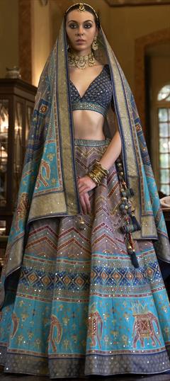 Bridal, Designer, Wedding Multicolor color Ready to Wear Lehenga in Silk fabric with Flared Mirror work : 1887377
