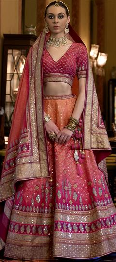 Bridal, Designer, Wedding Multicolor color Ready to Wear Lehenga in Silk fabric with Flared Mirror work : 1887388