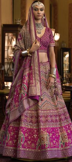 Bridal, Designer, Wedding Multicolor color Ready to Wear Lehenga in Silk fabric with Flared Mirror work : 1887390