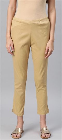 Summer Gold color Jeggings in Lycra fabric with Thread work : 1887418