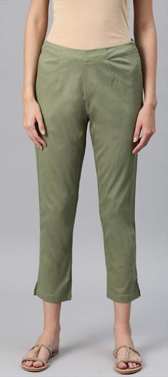Summer Green color Jeggings in Lycra fabric with Thread work : 1887420