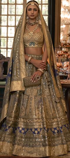 Bridal, Wedding Multicolor color Ready to Wear Lehenga in Art Silk fabric with Flared Sequence, Weaving work : 1887592