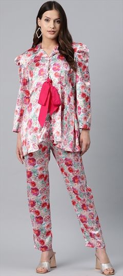 Casual, Summer Multicolor color Co-ords Set in Satin Silk fabric with Floral, Printed work : 1887670