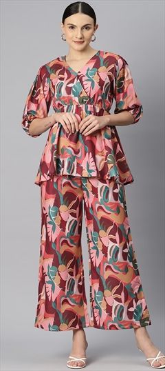 Casual, Summer Multicolor color Co-ords Set in Satin Silk fabric with Printed work : 1887672