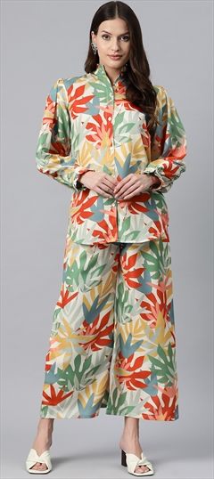 Casual, Summer Multicolor color Co-ords Set in Satin Silk fabric with Printed work : 1887673