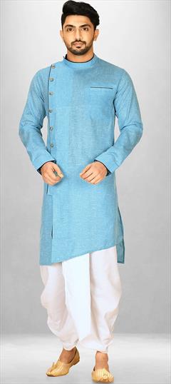 Party Wear Blue color Dhoti Kurta in Cotton fabric with Thread work : 1888652