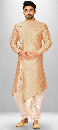 Party Wear Beige and Brown color Dhoti Kurta in Dupion Silk fabric with Weaving work : 1889379