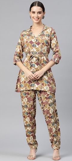 Summer Multicolor color Co-ords Set in Viscose fabric with Straight Printed work : 1889693