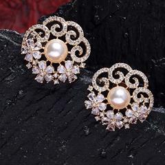 White and Off White color Earrings in Metal Alloy studded with Kundan & Gold Rodium Polish : 1889883
