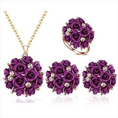 Purple and Violet color Pendant in Metal Alloy studded with CZ Diamond & Gold Rodium Polish : 1889890