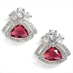 Pink and Majenta color Earrings in Metal Alloy studded with Austrian diamond & Silver Rodium Polish : 1889896