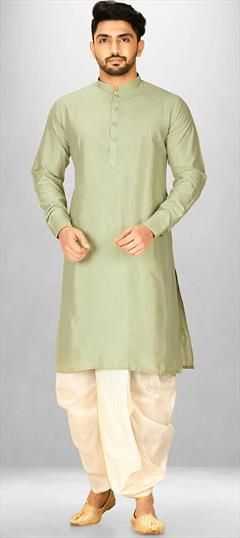 Party Wear Green color Dhoti Kurta in Poly Silk fabric with Thread work : 1889939