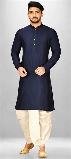 Party Wear Blue color Dhoti Kurta in Poly Silk fabric with Thread work : 1889940