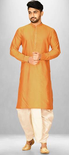Party Wear Yellow color Dhoti Kurta in Poly Silk fabric with Thread work : 1889944