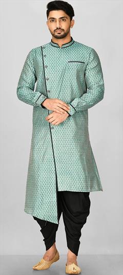 Party Wear Green color Dhoti Kurta in Jamawar fabric with Zari work : 1889972
