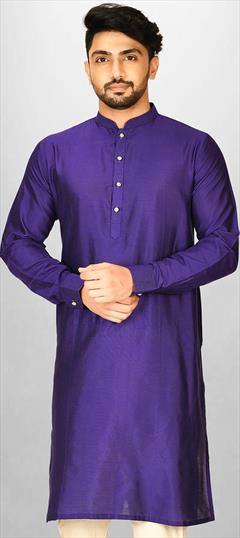 Party Wear Purple and Violet color Kurta in Poly Silk fabric with Thread work : 1889977