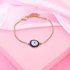 Blue color Bracelet in Metal Alloy studded with Austrian diamond & Gold Rodium Polish : 1890035