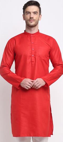 Party Wear Red and Maroon color Kurta in Blended Cotton fabric with Thread work : 1890474