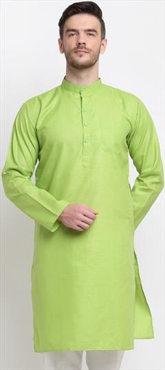 Party Wear Green color Kurta in Blended Cotton fabric with Thread work : 1890476