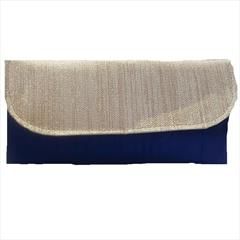 Party Wear Blue, Gold color Clutches in Art Silk fabric with Thread work : 1890619
