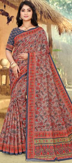Casual, Traditional Multicolor color Saree in Chanderi Silk fabric with South Digital Print work : 1890673