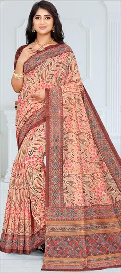 Casual, Traditional Multicolor color Saree in Chanderi Silk fabric with South Digital Print work : 1890679