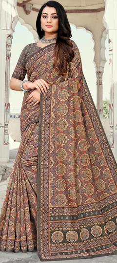 Casual, Traditional Multicolor color Saree in Chanderi Silk fabric with South Digital Print work : 1890683