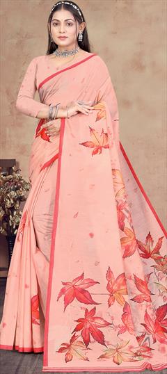 Casual, Traditional Pink and Majenta color Saree in Chanderi Silk fabric with South Digital Print work : 1890694