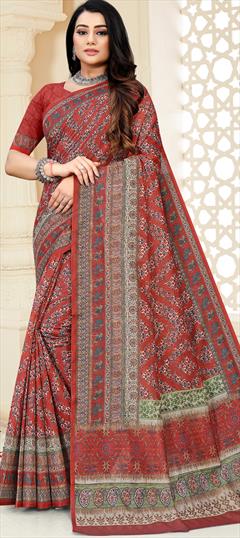 Casual, Traditional Multicolor color Saree in Chanderi Silk fabric with South Digital Print work : 1890695