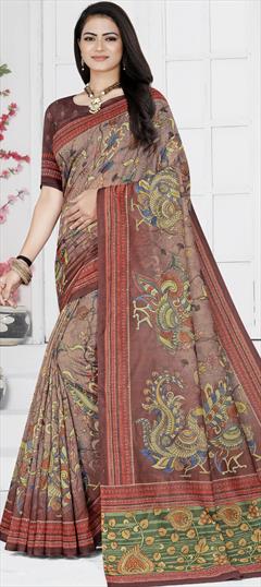 Casual, Traditional Multicolor color Saree in Chanderi Silk fabric with South Digital Print work : 1890756