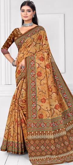 Casual, Traditional Multicolor color Saree in Chanderi Silk fabric with South Digital Print work : 1890789