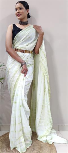 Party Wear, Traditional Green color Saree in Art Silk, Silk fabric with South Printed, Tye n Dye work : 1891527