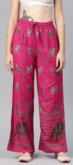 Casual, Summer Pink and Majenta color Palazzo in Cotton fabric with Palazzo Printed work : 1891659