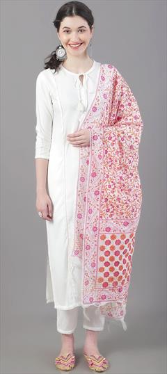 Festive, Party Wear White and Off White color Salwar Kameez in Rayon fabric with Straight Embroidered, Patch work : 1892371