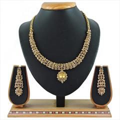 Gold color Necklace in Metal Alloy studded with CZ Diamond & Gold Rodium Polish : 1892419