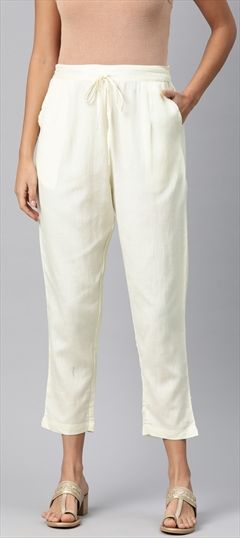 Casual, Party Wear White and Off White color Jeggings in Cotton fabric with Straight Thread work : 1893115