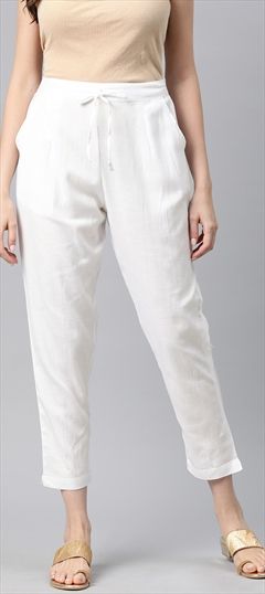 Casual, Party Wear White and Off White color Jeggings in Cotton fabric with Straight Thread work : 1893118