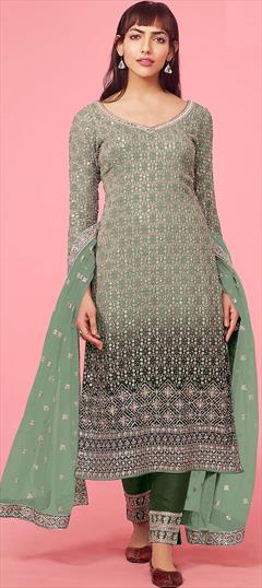 Party Wear Green color Georgette fabric Salwar Kameez : 1893228