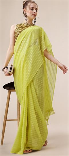 Festive, Party Wear Yellow color Saree in Georgette fabric with Classic Printed work : 1894078